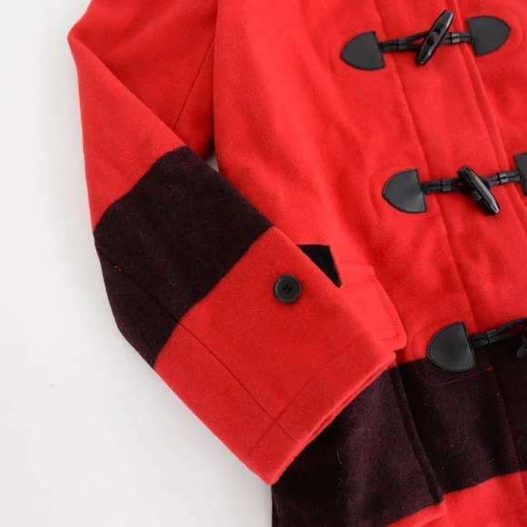 Stylish Red Toggle Pea Coat - Picture 10 of 16